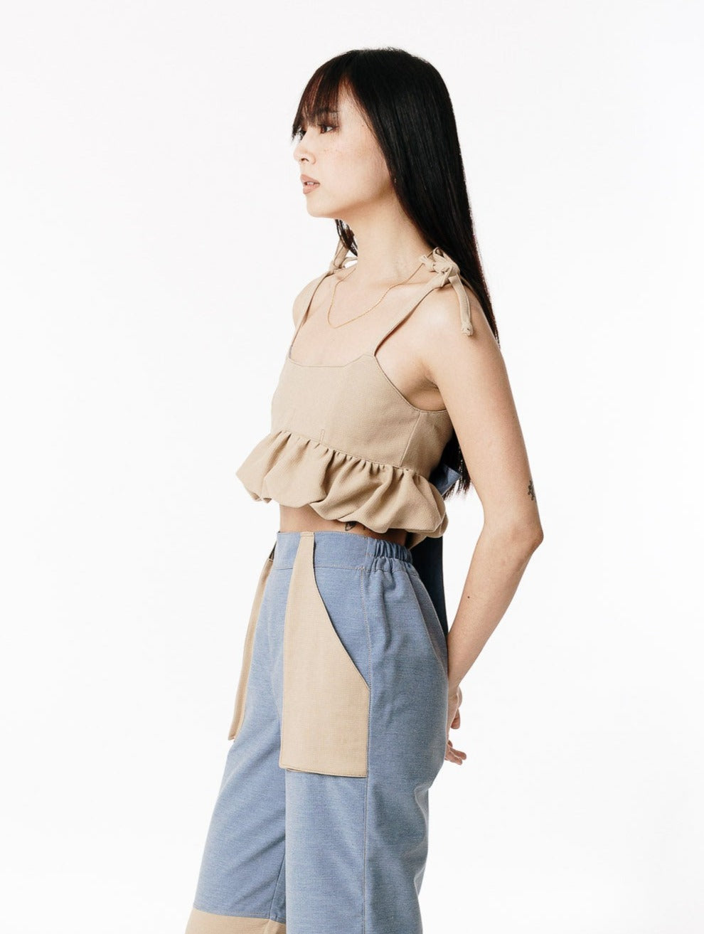 CELESTE DENIM TOP -  CROPPED